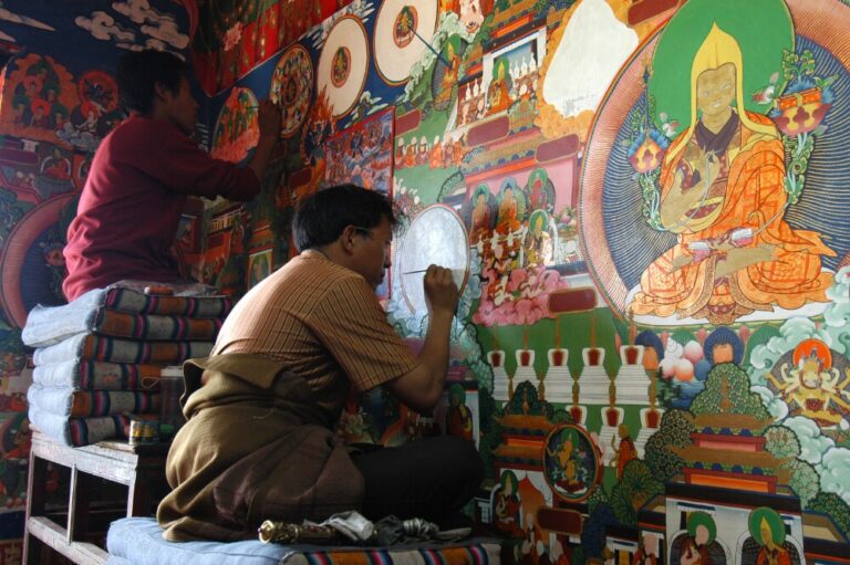 Painting murals at Pabongkha