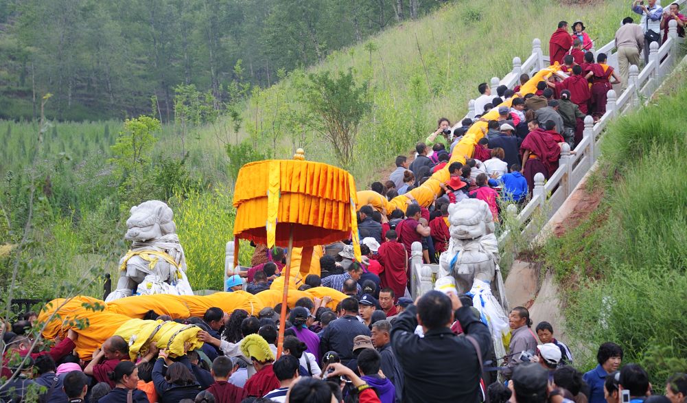 A ritual parade in Tibet